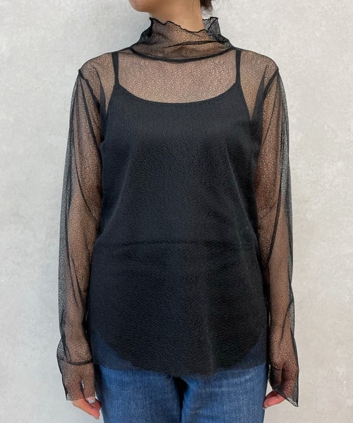 DouDou(ドゥドゥ)の「レースメッシュタートル(Tシャツ/カットソー・レディース・ホワイト/ブラック/ライトグレー・FREE)」の22枚目の写真