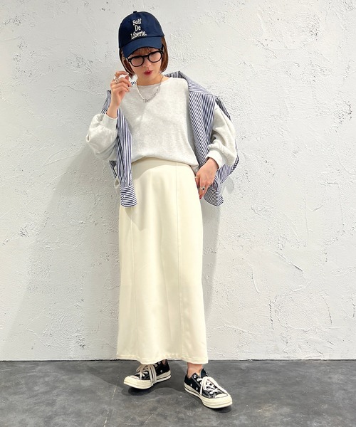 apres jour mignon（アプレジュールミニョン）の「ナロースカート【ZOZOTOWN限定アイテム】（スカート・レディース・ダークブラウン/ブラック/マスタード/イエロー/オレンジ/アイボリー・X-LARGE/SMALL/MEDIUM）」の17枚目の写真