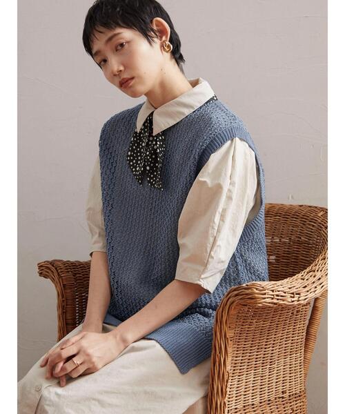 armonia(アルモニーア)の「armonia.柄編みニットベスト(ベスト・レディース・ブラウン/オフホワイト/ブルー・FREE)」の22枚目の写真