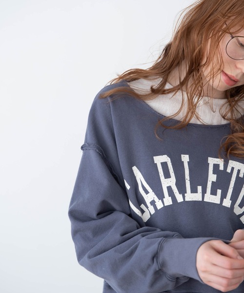 Crisp（クリスプ）の「”CARLETON”ショートスウェット（スウェット・レディース・ネイビー/アイボリー・FREE）」の3枚目の写真