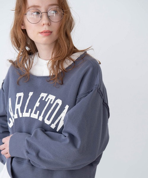 Crisp（クリスプ）の「”CARLETON”ショートスウェット（スウェット・レディース・ネイビー/アイボリー・FREE）」の6枚目の写真