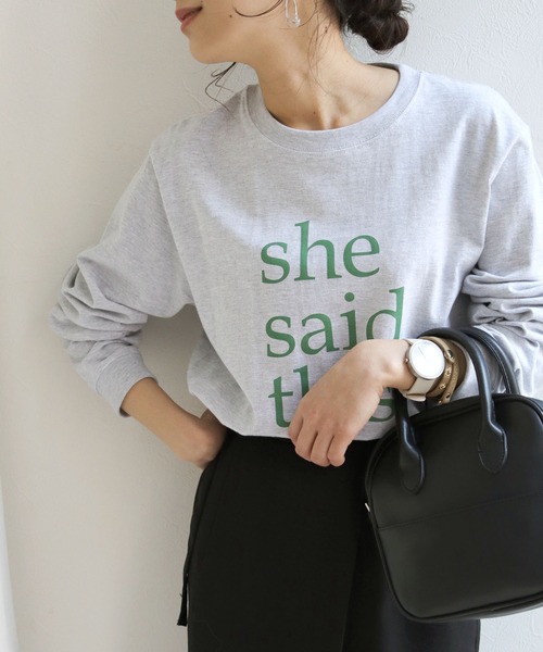 HER CLOSET(ハークローゼット)の「【shemoshelly】オリジナルスローガンロゴロンT(Tシャツ/カットソー・レディース・ホワイト系その他/杢グレー/ホワイト系その他2・M/L)」の3枚目の写真