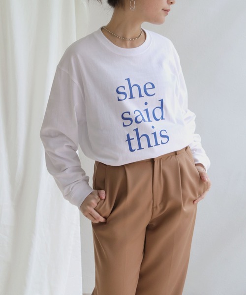 HER CLOSET(ハークローゼット)の「【shemoshelly】オリジナルスローガンロゴロンT(Tシャツ/カットソー・レディース・ホワイト系その他/杢グレー/ホワイト系その他2・M/L)」の4枚目の写真