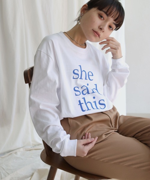 HER CLOSET(ハークローゼット)の「【shemoshelly】オリジナルスローガンロゴロンT(Tシャツ/カットソー・レディース・ホワイト系その他/杢グレー/ホワイト系その他2・M/L)」の12枚目の写真