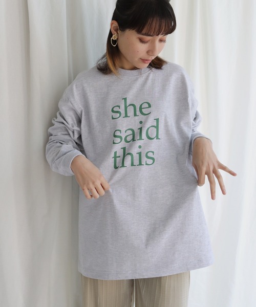 HER CLOSET(ハークローゼット)の「【shemoshelly】オリジナルスローガンロゴロンT(Tシャツ/カットソー・レディース・ホワイト系その他/杢グレー/ホワイト系その他2・M/L)」の15枚目の写真