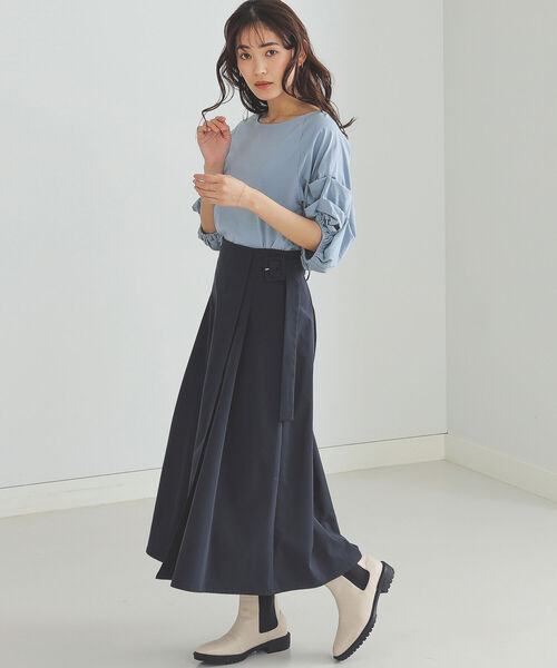 BEAMS HEART（ビームスハート）の「BEAMS HEART / アシンメトリー ラップ スカート（スカート・レディース・ベージュ/オリーブ/ネイビー・SMALL/MEDIUM）」の6枚目の写真
