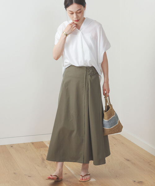 BEAMS HEART（ビームスハート）の「BEAMS HEART / アシンメトリー ラップ スカート（スカート・レディース・ベージュ/オリーブ/ネイビー・SMALL/MEDIUM）」の20枚目の写真
