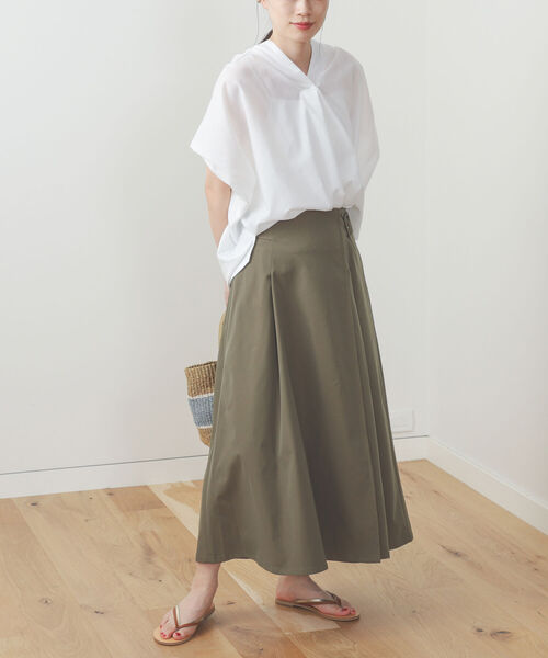 BEAMS HEART（ビームスハート）の「BEAMS HEART / アシンメトリー ラップ スカート（スカート・レディース・ベージュ/オリーブ/ネイビー・SMALL/MEDIUM）」の21枚目の写真