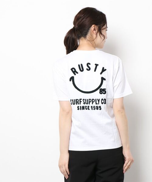 RUSTY(ラスティ)の「【RUSTY:ラスティー】レディースバックプリントTシャツ(Tシャツ/カットソー・レディース・ホワイト/ライトブルー/ブラック/ライム/ピンク・MEDIUM/LARGE)」の14枚目の写真