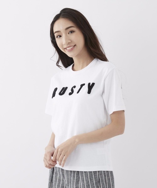 RUSTY(ラスティ)の「【RUSTY:ラスティー】レディースバックプリントTシャツ(Tシャツ/カットソー・レディース・ホワイト/ライトブルー/ブラック/ライム/ピンク・MEDIUM/LARGE)」の2枚目の写真
