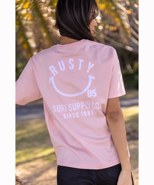 RUSTY(ラスティ)の「【RUSTY:ラスティー】レディースバックプリントTシャツ(Tシャツ/カットソー・レディース・ホワイト/ライトブルー/ブラック/ライム/ピンク・MEDIUM/LARGE)」の5枚目の写真
