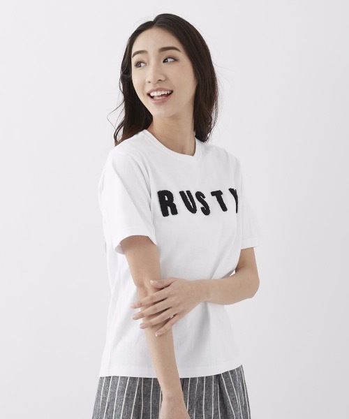 RUSTY(ラスティ)の「【RUSTY:ラスティー】レディースバックプリントTシャツ(Tシャツ/カットソー・レディース・ホワイト/ライトブルー/ブラック/ライム/ピンク・MEDIUM/LARGE)」の19枚目の写真