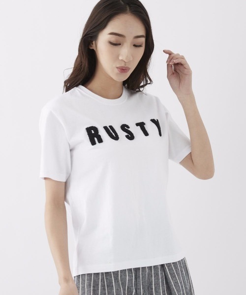 RUSTY(ラスティ)の「【RUSTY:ラスティー】レディースバックプリントTシャツ(Tシャツ/カットソー・レディース・ホワイト/ライトブルー/ブラック/ライム/ピンク・MEDIUM/LARGE)」の20枚目の写真