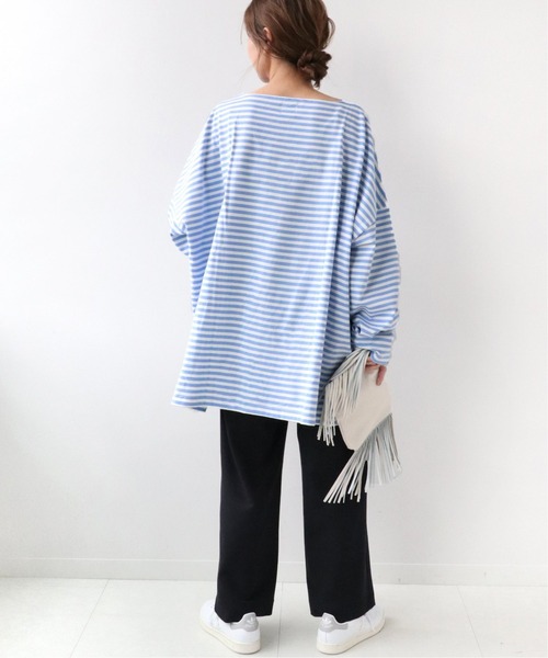 wiffle（ウィッフル）の「《WEB限定追加》別注【WIFFLE】*RELUME BIG BORDER TEE：ボーダーTシャツ◆（Tシャツ/カットソー・レディース・ブラック/グレー/グリーン/サックスブルー・FREE）」の22枚目の写真