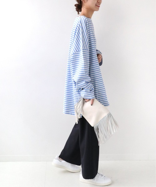 wiffle（ウィッフル）の「《WEB限定追加》別注【WIFFLE】*RELUME BIG BORDER TEE：ボーダーTシャツ◆（Tシャツ/カットソー・レディース・ブラック/グレー/グリーン/サックスブルー・FREE）」の21枚目の写真