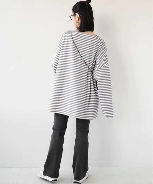 wiffle（ウィッフル）の「《WEB限定追加》別注【WIFFLE】*RELUME BIG BORDER TEE：ボーダーTシャツ◆（Tシャツ/カットソー・レディース・ブラック/グレー/グリーン/サックスブルー・FREE）」の13枚目の写真