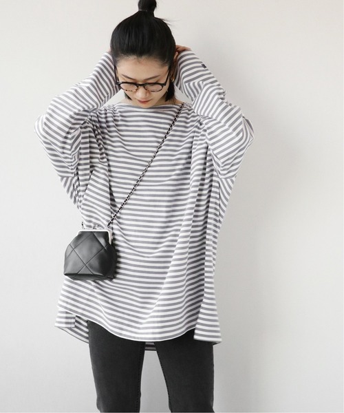 wiffle（ウィッフル）の「《WEB限定追加》別注【WIFFLE】*RELUME BIG BORDER TEE：ボーダーTシャツ◆（Tシャツ/カットソー・レディース・ブラック/グレー/グリーン/サックスブルー・FREE）」の14枚目の写真