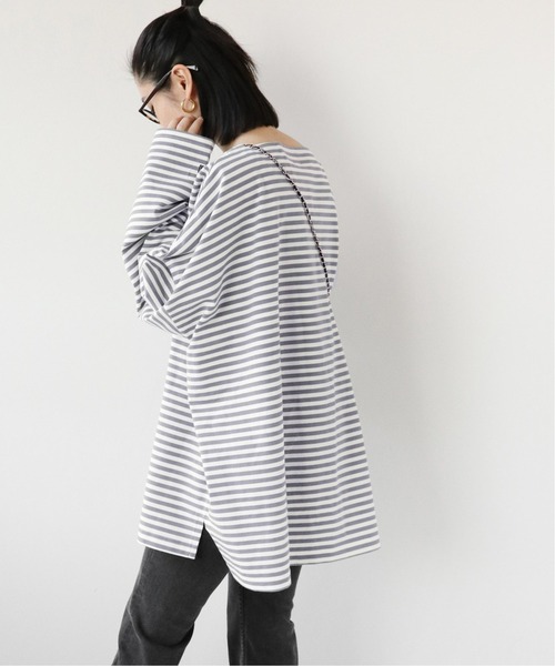 wiffle（ウィッフル）の「《WEB限定追加》別注【WIFFLE】*RELUME BIG BORDER TEE：ボーダーTシャツ◆（Tシャツ/カットソー・レディース・ブラック/グレー/グリーン/サックスブルー・FREE）」の15枚目の写真