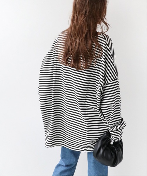 wiffle（ウィッフル）の「《WEB限定追加》別注【WIFFLE】*RELUME BIG BORDER TEE：ボーダーTシャツ◆（Tシャツ/カットソー・レディース・ブラック/グレー/グリーン/サックスブルー・FREE）」の10枚目の写真