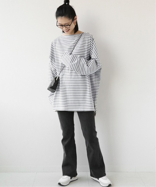wiffle（ウィッフル）の「《WEB限定追加》別注【WIFFLE】*RELUME BIG BORDER TEE：ボーダーTシャツ◆（Tシャツ/カットソー・レディース・ブラック/グレー/グリーン/サックスブルー・FREE）」の11枚目の写真