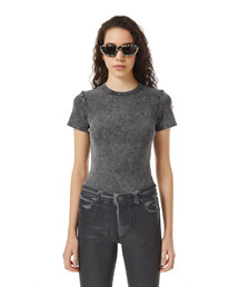 DIESEL | レディース 半袖 リブ トップス ロゴ Tシャツ(Tシャツ/カットソー)