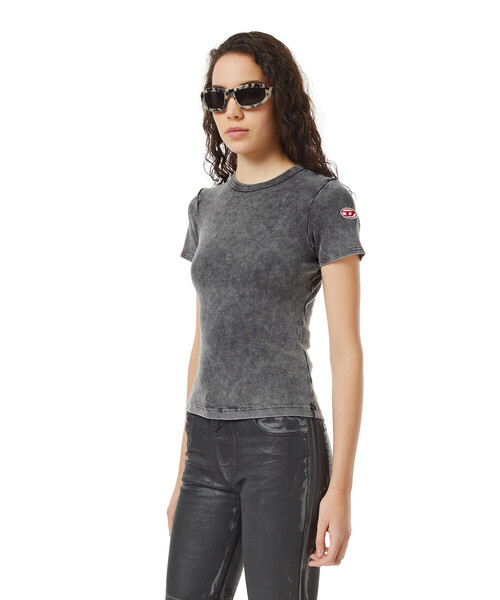 DIESEL（ディーゼル）の「レディース 半袖 リブ トップス ロゴ T