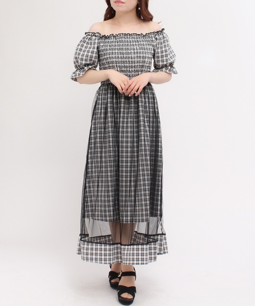 チェックチュール重ねシャーリングワンピース ワンピース Astoria Odier アストリアオディール のファッション通販 Zozotown