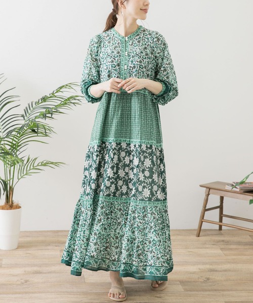 URBAN RESEARCH Sonny Label（アーバンリサーチサニーレーベル）の「オリエンタルフラワーMIXコットンワンピース（ワンピース・レディース・ブラック/ブルー/グリーン・FREE）」の7枚目の写真