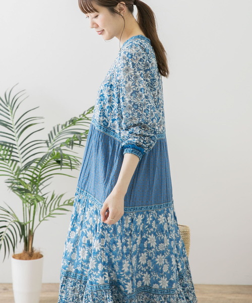 URBAN RESEARCH Sonny Label（アーバンリサーチサニーレーベル）の「オリエンタルフラワーMIXコットンワンピース（ワンピース・レディース・ブラック/ブルー/グリーン・FREE）」の10枚目の写真