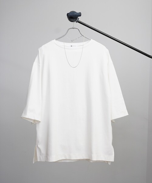 tk.TAKEO KIKUCHI（ティーケータケオキクチ）の「◆Vチェーンネックレス付きロングカットソー（ユニセックスアイテム）（Tシャツ/カットソー・メンズ・ブラック/オフホワイト・02/03/66）」の3枚目の写真