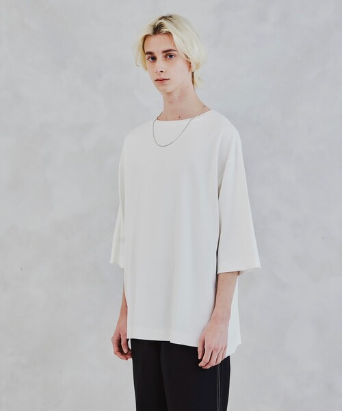 tk.TAKEO KIKUCHI（ティーケータケオキクチ）の「◆Vチェーンネックレス付きロングカットソー（ユニセックスアイテム）（Tシャツ/カットソー・メンズ・ブラック/オフホワイト・02/03/66）」の5枚目の写真