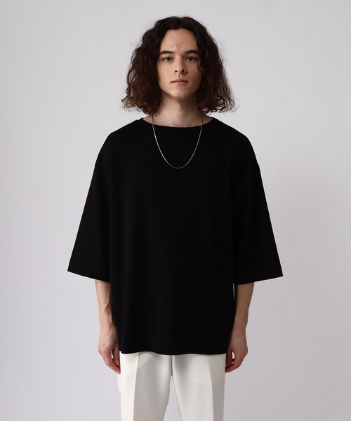 tk.TAKEO KIKUCHI（ティーケータケオキクチ）の「◆Vチェーンネックレス付きロングカットソー（ユニセックスアイテム）（Tシャツ/カットソー・メンズ・ブラック/オフホワイト・02/03/66）」の8枚目の写真