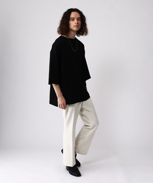 tk.TAKEO KIKUCHI（ティーケータケオキクチ）の「◆Vチェーンネックレス付きロングカットソー（ユニセックスアイテム）（Tシャツ/カットソー・メンズ・ブラック/オフホワイト・02/03/66）」の16枚目の写真