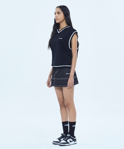 FCMM(エフシーエムエム)の「OVERSIZED CABLE KINT VEST/オーバーサイズケーブルニットベスト(ベスト・メンズ・ブラック/ミント・MEDIUM/LARGE)」の18枚目の写真