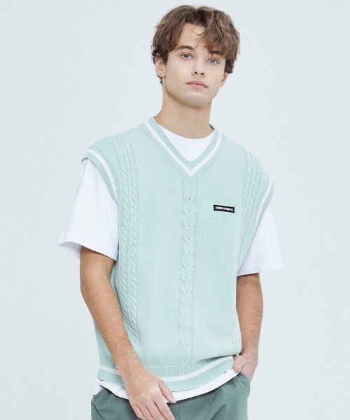 FCMM(エフシーエムエム)の「OVERSIZED CABLE KINT VEST/オーバーサイズケーブルニットベスト(ベスト・メンズ・ブラック/ミント・MEDIUM/LARGE)」の21枚目の写真