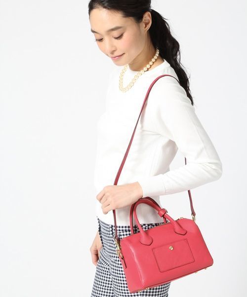 BLEUET(ブルエ)の「【BLEUET】ミニボストンバッグ(ショルダーバッグ・レディース・ホワイト×ブラック/ピンク・FREE)」の7枚目の写真