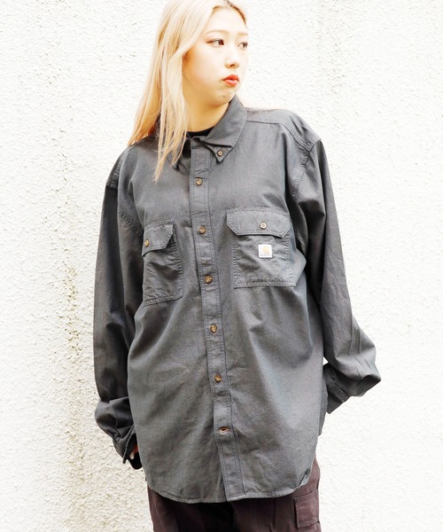 Carhartt(カーハート)の「Carhartt/カーハート Loose Fit Midweight Chambray Long-Sleeve Shirt ボタンダウンシャツ(シャツ/ブラウス・メンズ・グレー・XL/L/M)」の11枚目の写真