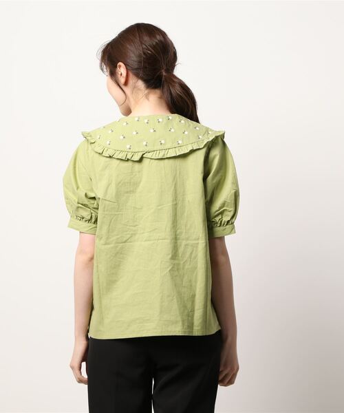 ehka sopo（エヘカソポ）の「飛び刺繍衿ブラウス（シャツ/ブラウス・レディース・オフホワイト/グリーン/キナリ・ﾌﾘ-）」の18枚目の写真