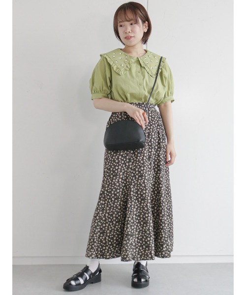 ehka sopo（エヘカソポ）の「飛び刺繍衿ブラウス（シャツ/ブラウス・レディース・オフホワイト/グリーン/キナリ・ﾌﾘ-）」の14枚目の写真