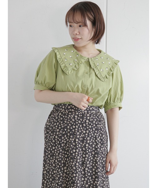 メゾピアノ　長袖　刺繍　シャツ　ブラウス　白　みみぽぽ　リリココ　女の子 メゾピアノ 長袖 刺繍 シャツ ブラウス 白 みみぽぽ リリココ