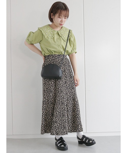 ehka sopo（エヘカソポ）の「飛び刺繍衿ブラウス（シャツ/ブラウス・レディース・オフホワイト/グリーン/キナリ・ﾌﾘ-）」の4枚目の写真