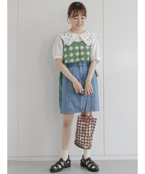 ehka sopo（エヘカソポ）の「飛び刺繍衿ブラウス（シャツ/ブラウス・レディース・オフホワイト/グリーン/キナリ・ﾌﾘ-）」の20枚目の写真