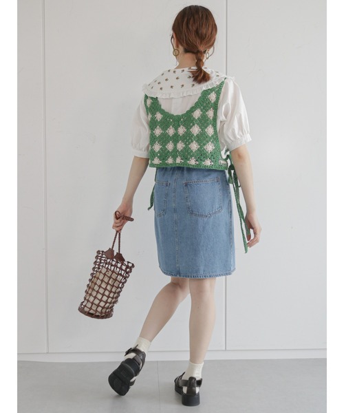 ehka sopo（エヘカソポ）の「飛び刺繍衿ブラウス（シャツ/ブラウス・レディース・オフホワイト/グリーン/キナリ・ﾌﾘ-）」の8枚目の写真