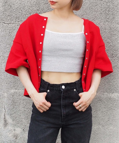 tiptop（ティップトップ）の「カップ付きショート丈キャミ（キャミソール・レディース・ブラック/オフホワイト/A/オレンジ・FREE）」の7枚目の写真