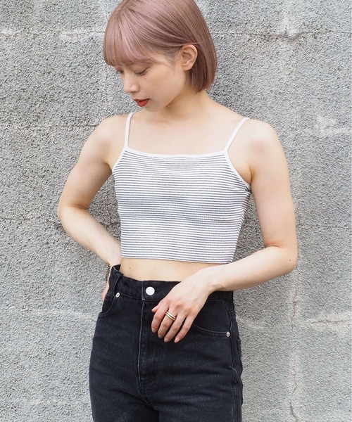 tiptop（ティップトップ）の「カップ付きショート丈キャミ（キャミソール・レディース・ブラック/オフホワイト/A/オレンジ・FREE）」の8枚目の写真