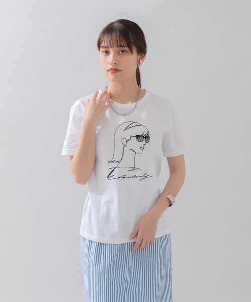 ROSIEE（ロージー）の「ROSIEE 刺繍女の子T（Tシャツ/カットソー・レディース・ホワイト/ブラック・FREE）」の4枚目の写真