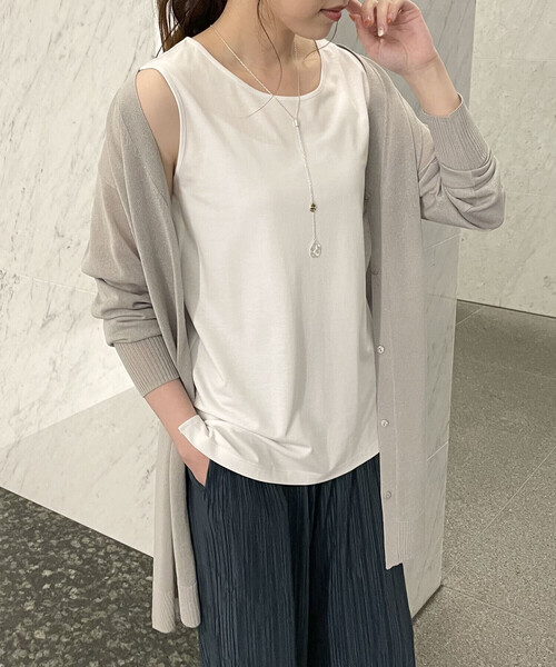 COMME CA ISM（コムサイズム）の「タンクトップ（タンクトップ・レディース・ホワイト/ブラウン・MEDIUM/LARGE）」の5枚目の写真