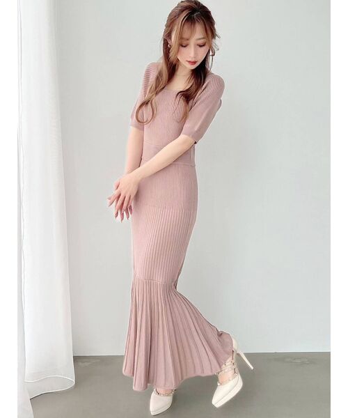 RESEXXY（リゼクシー）の「マーメイドニットワンピース（ワンピース・レディース・ブラック/ピンク/グリーン/ベージュ・FREE）」の6枚目の写真