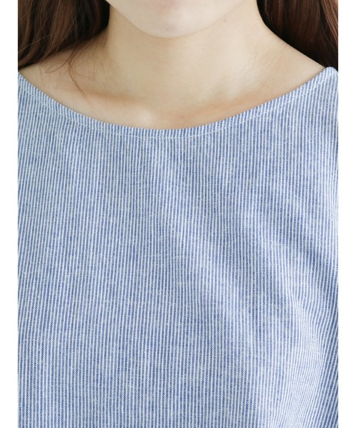 Samansa Mos2（サマンサ モスモス）の「コットンリネン袖口ギャザーTブラウス（シャツ/ブラウス・レディース・ベージュ/オフホワイト/ピンク/ブルー/グリーン/チャコール・ﾌﾘ-）」の7枚目の写真