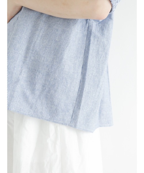 Samansa Mos2（サマンサ モスモス）の「コットンリネン袖口ギャザーTブラウス（シャツ/ブラウス・レディース・ベージュ/オフホワイト/ピンク/ブルー/グリーン/チャコール・ﾌﾘ-）」の11枚目の写真